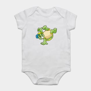 Turtle as dancer at break dance with a cap Baby Bodysuit